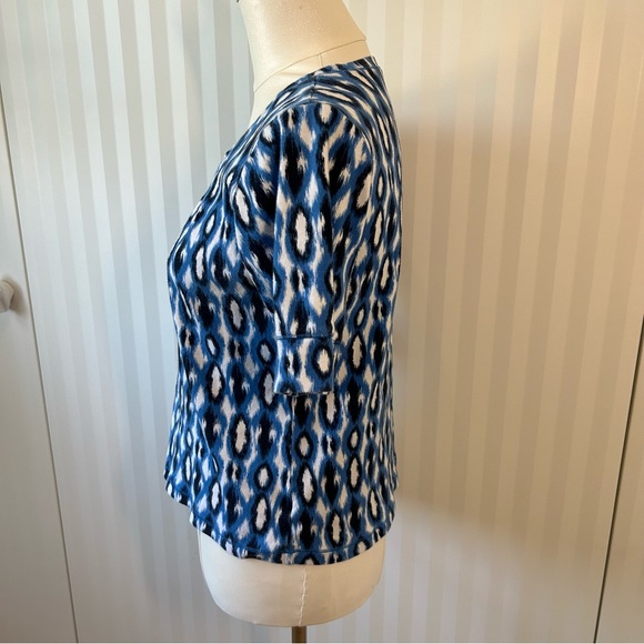 Jones New York sport petite blue black white pattern tee 100% soft cotton Size L - Picture 3 of 7